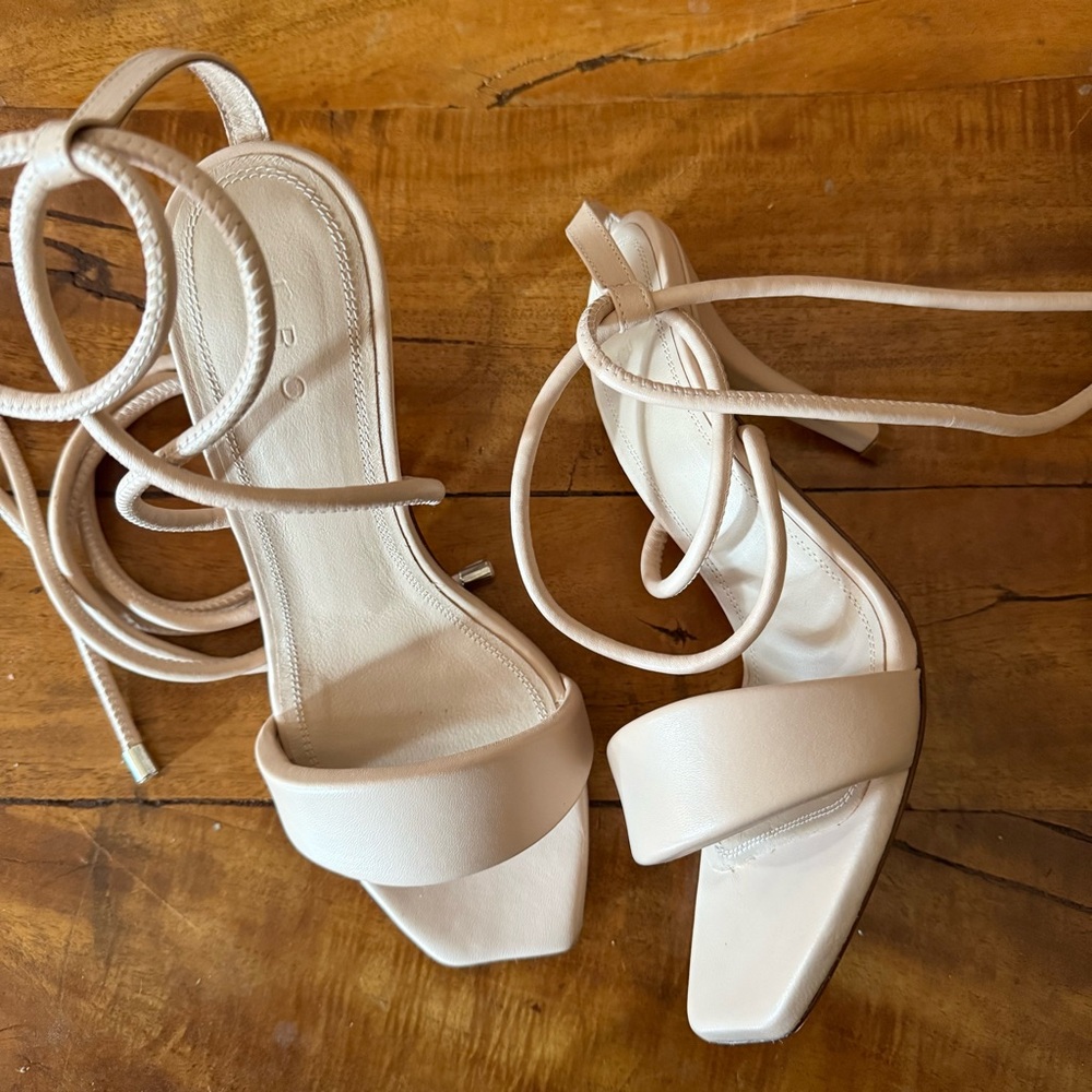 IRO Paddy Nude Leather Wrap Sandal Heels EU 37 Minimal Strappy